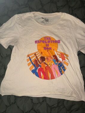 The Revolution Is Now Graphic Tee - White with Orange & Pink Art